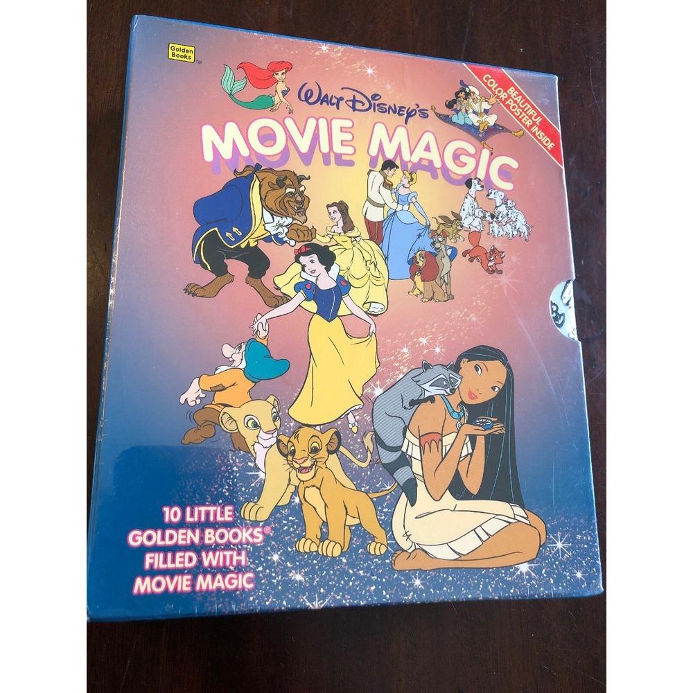 Vintage 90s Walt Disney Little Golden Books Boxed Set 10 Movie Magic Poster